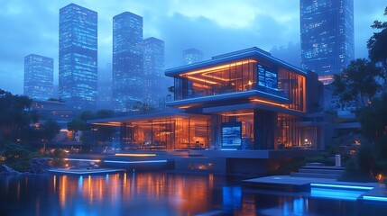 Modern architecture showcases luxury living in urban oasis