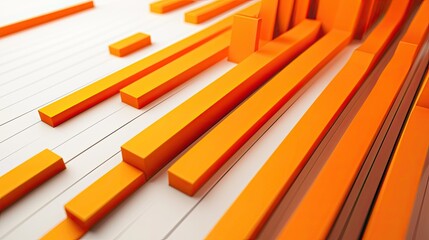Abstract composition of orange bars on a white background, showcasing depth and texture.