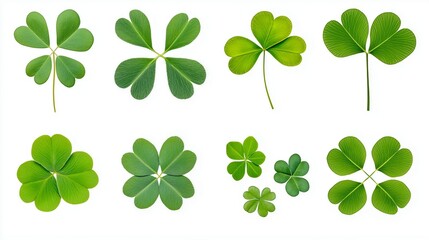 clover leaf collection isolated on white background