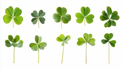 clover leaf collection isolated on white background