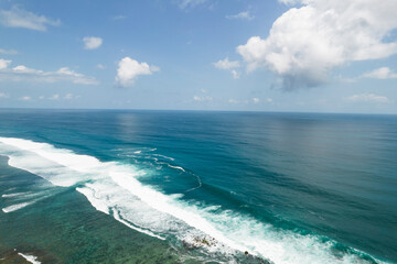 Aerial view of beautiful Bali waves from above