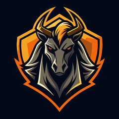 Obraz premium A dynamic esports logo featuring a centaur design, showcasing a stylized creature with a fierce expression and bold colors