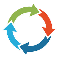 Repeated Circular arrows Cycle motion clear infographic diagram flat vector illustration design
