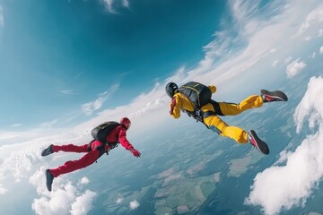 skydiver falling from the clouds