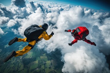 Fototapeta premium skydiver falling from the clouds