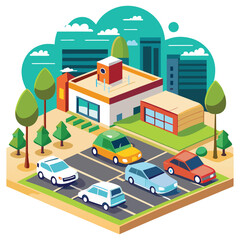 parking lot on white background