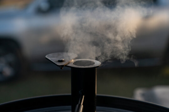BBQ smoker with smoke 