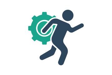 Action icon. solid icon style. run with gear. icon related to motivation. success elements vector illustration