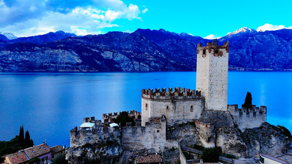 Naklejka premium Malcesine, Veneto, Italy. Aerial drone view.