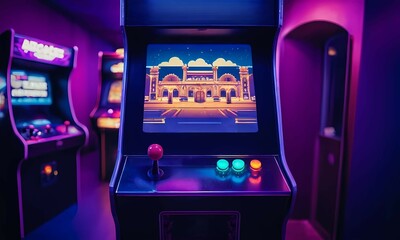retro arcade video game screen machine