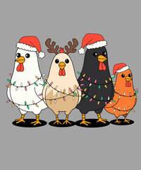 Chicken 's Christmas  Funny illustration