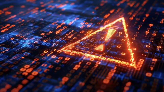 Computer Hacked System Error Virus Cyber Attack Malware Warning Sign 3D Rendering Data Protection Security