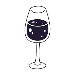 Wine glass black and white illustration