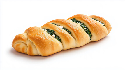 Freshly baked bread filled with spinach and cheese, showcasing golden crust and deliciously soft texture.