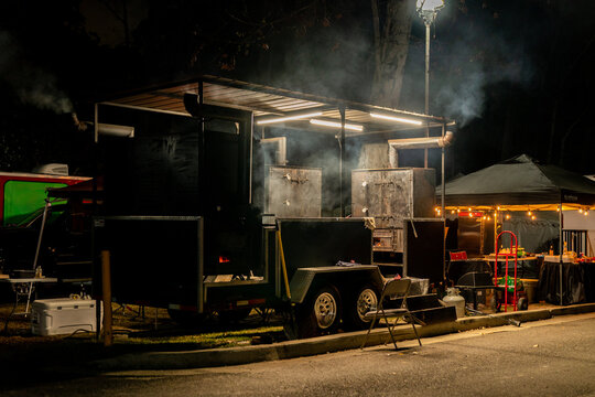 BBQ smoker with smoke 