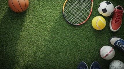 Sports Equipment on Green Grass