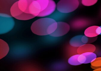 Abstract colorful bokeh lights on black background.