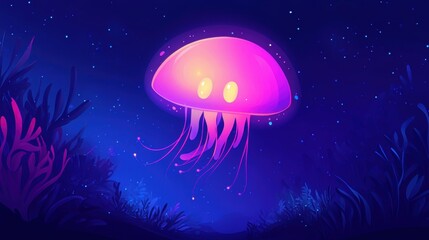 Cute cartoon character of jellyfish