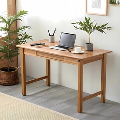 "Elegant Japanese Minimalist Desk for a Peaceful Workspace"
A Japanese minimalist desk crafted from natural wood, designed to promote a calm and organized environment for efficient work.

