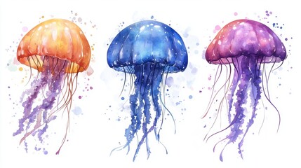 Beautiful jellyfish closeup view. Artistic illustration