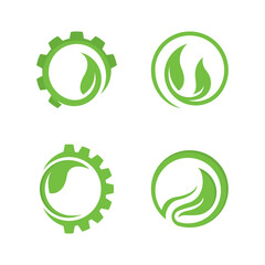 Ecology environment logo vector. Eco Gear vector icon, Green Leaf Logo vector Icon illustration