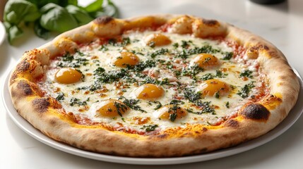 Bianca Pizza with Mozzarella and Herbs. Generative AI