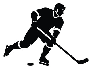 set hockey player silhouette hockey player