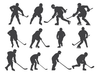 Naklejka premium set hockey player silhouette hockey player