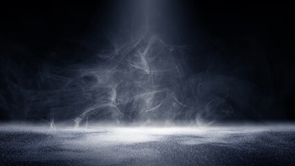 Surface of black concrete floor. Abstract texture with mist or fog