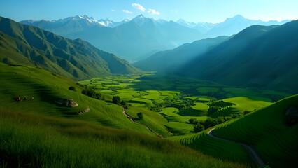 Obraz premium An Awe-Inspiring Bird's-Eye Perspective of the Ingenious Inca Agricultural Terraces Embedded Beautifully in the Andean Mountains