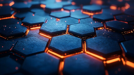Obraz premium Glowing Hexagon Pattern 3D Render