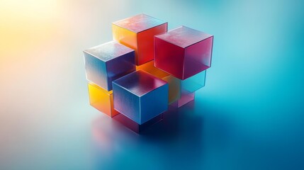 Obraz premium Abstract Geometric Isometric Cubes in Pastel Colors. Generative AI