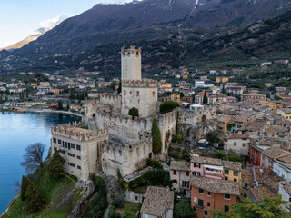 Obraz premium Malcesine, Veneto, Italy. Aerial drone view.