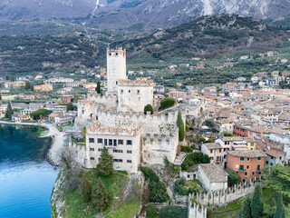 Malcesine, Veneto, Italy. Aerial drone view.