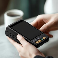 An Android payment terminal similar to PAX A920 without physical buttons only touch screen