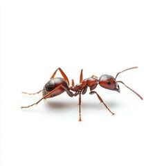 ant isolated on white background, 6 legs, side view, photorealistic, style of national geographic