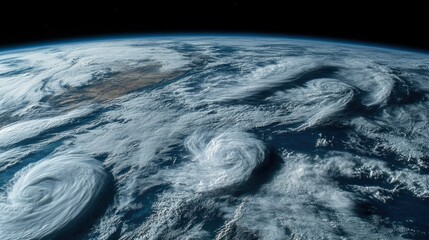 A crisp view of Earth, blue oceans and green continents vivid against a black background, with white clouds circling the planet