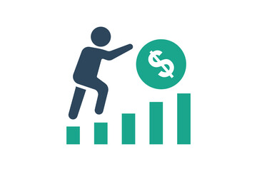 Effort icon. solid icon style. people encourage dollar. icon related to motivation. success elements vector illustration