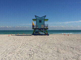 lifeguard tower on the beach in Miami