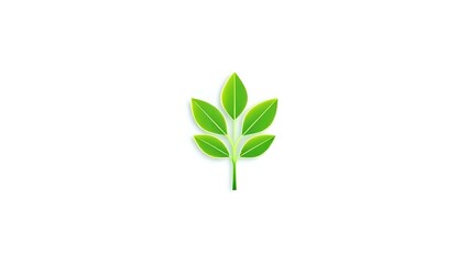 Obraz premium Green Leaf Icon on White Background for Eco-Friendly Lifestyle Concept
