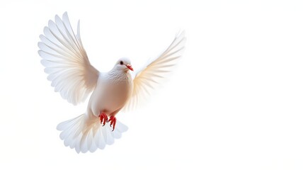 Obraz premium Dove in flight, white isolate background