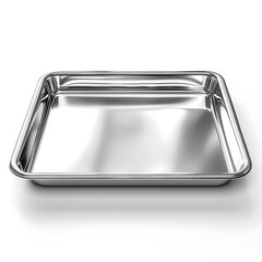 Stainless steel tray isolated on white background