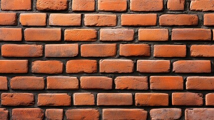 Obraz premium Closeup view of a red brick wall texture, classic brickwork pattern background for design and architectural elements