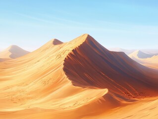 Explore the majestic aerial view of a desert dune showcasing its sweeping curves