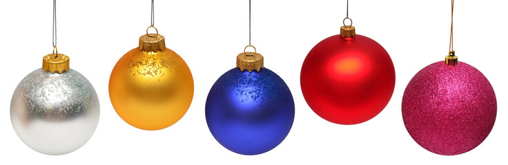 Collection of christmas balls isolated on white background