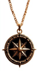 Vintage compass pendant necklace on a chain, stylishly designed for navigation lovers.