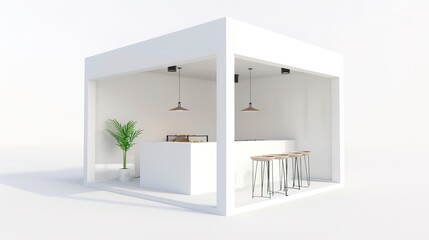 White Minimalist Booth - a sleek and modern display concept. The white minimalist design creates a clean and inviting space.