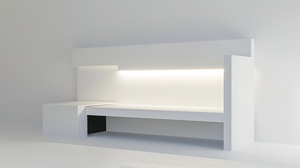 White Minimalist Booth - a sleek and modern display concept. The white minimalist design creates a clean and inviting space.