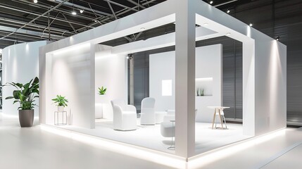White Minimalist Booth - a sleek and modern display concept. The white minimalist design creates a clean and inviting space.
