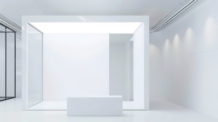 White Minimalist Booth - a sleek and modern display concept. The white minimalist design creates a clean and inviting space.